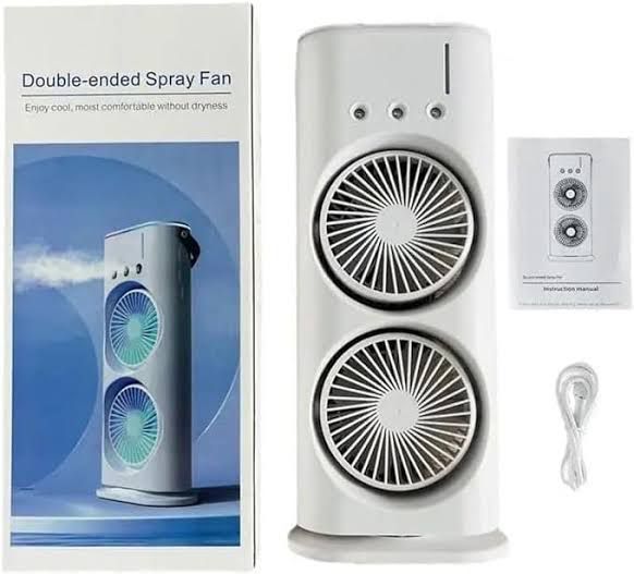 The;Double-Ended Spray Water Mist Fan Dual Fan Cooling with 90° Rotation, RGB Lights, and Strong Brushless Motor – USB Powered Desktop Air Cooler | 16 Inches