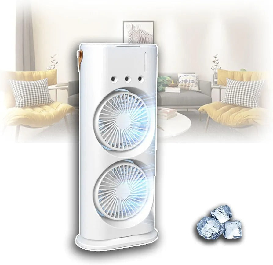 The;Double-Ended Spray Water Mist Fan Dual Fan Cooling with 90° Rotation, RGB Lights, and Strong Brushless Motor – USB Powered Desktop Air Cooler | 16 Inches