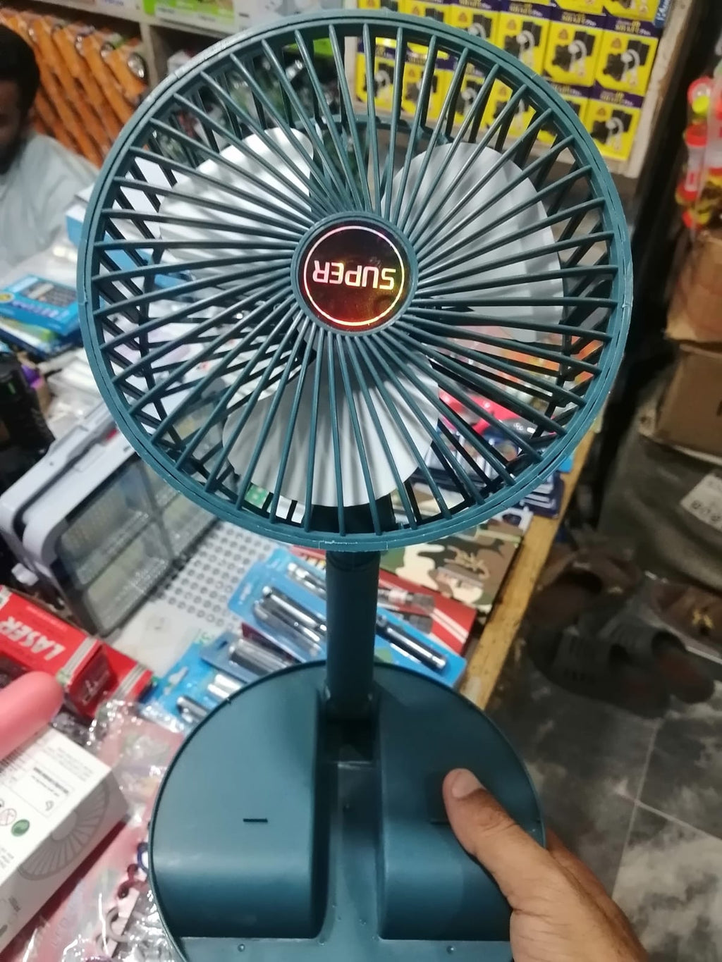 Rechargeable - Portable Telescopic Folding Fan Table Desk Fan | 3 Speeds Adjustable Heightr)