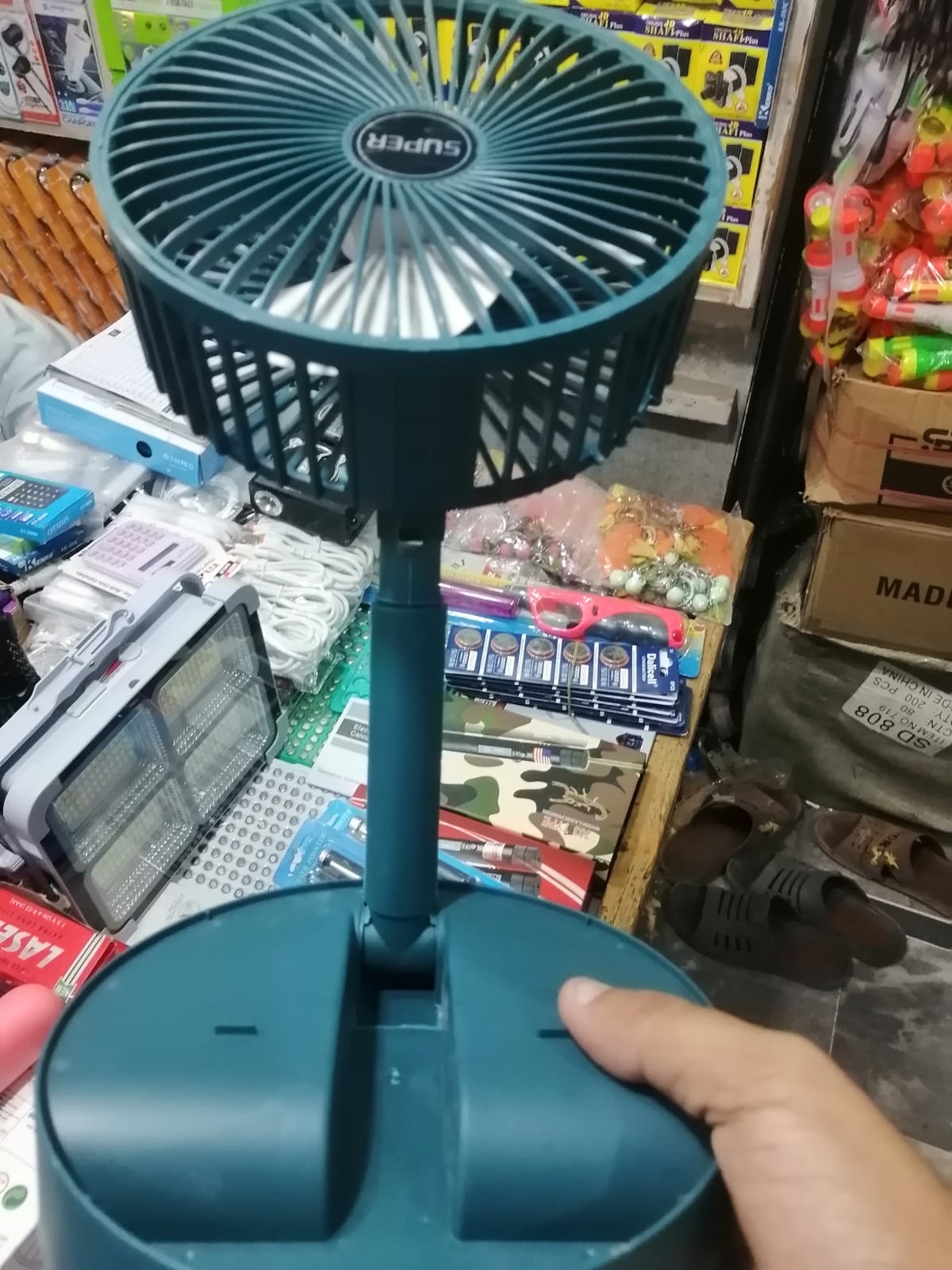 Rechargeable - Portable Telescopic Folding Fan Table Desk Fan | 3 Speeds Adjustable Heightr)