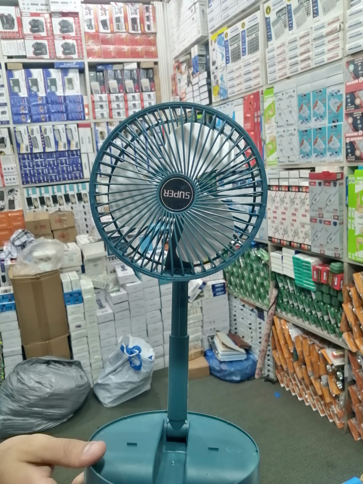 Rechargeable - Portable Telescopic Folding Fan Table Desk Fan | 3 Speeds Adjustable Heightr)