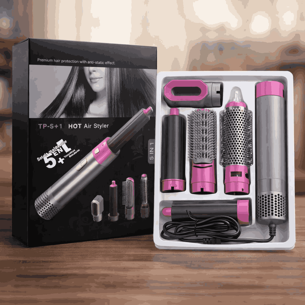 5-in-1 Professional Hot Air Styler & Hair Dryer Set – Multi-Functional Curler, Straightener & Volumizer Kit